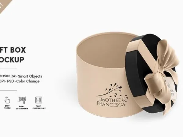 Facing View of Gift Box Mockup 1