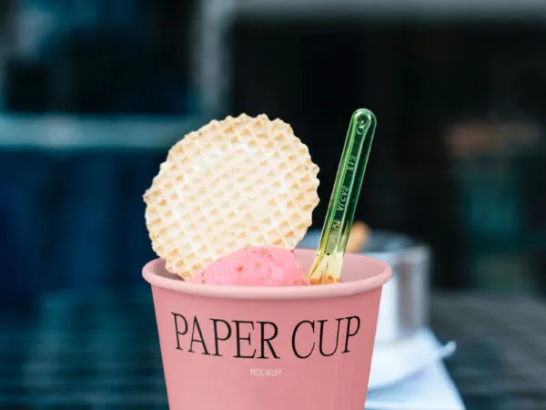 Facing View of Ice Cream Paper Cup Mockup 1