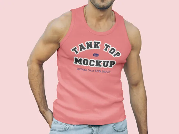 Facing View of Men Wearing Tank Top Mockup 1 1
