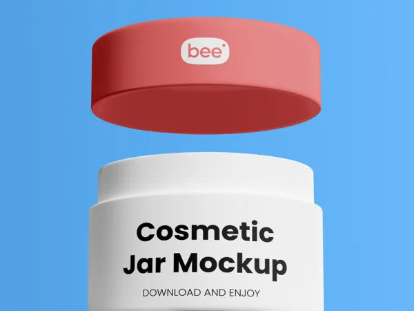 Facing View of Open Cosmetic Jar Mockup 1