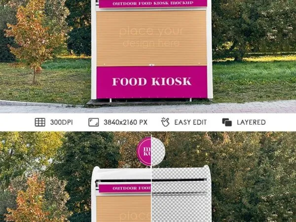 Facing View of Outdoor Food Kiosk Mockup 1