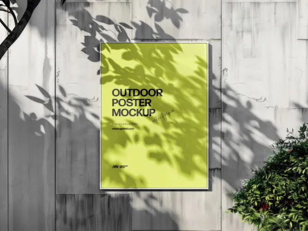 Facing View of Outdoor Frame Poster Mockup 1
