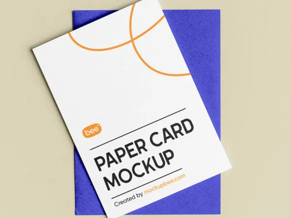 Facing View of Paper Card Mockup with Envelope 1 1