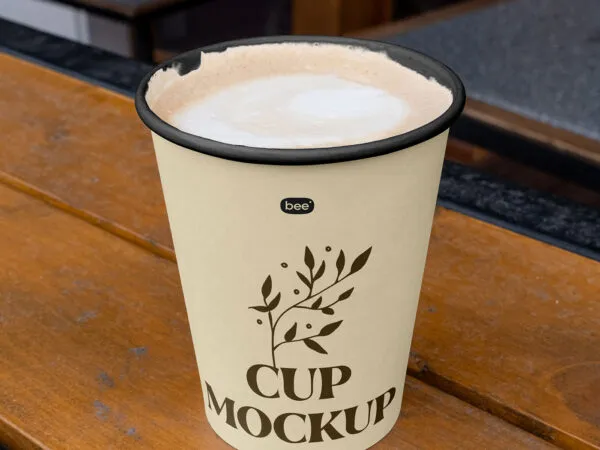Facing View of Paper Cup Mockup with Coffee 1