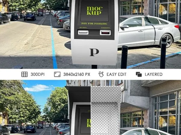 Facing View of Pay For Parking Station Mockup 1