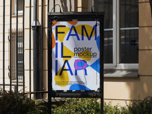 Facing View of Poster Mockup in Frame with Shadow 1