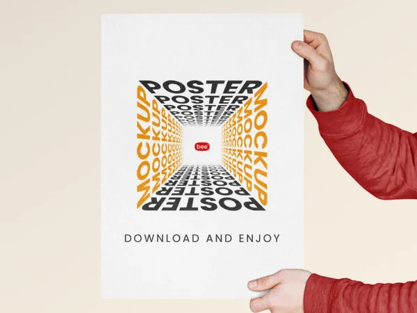 Facing View of Poster Mockup in Hands 1