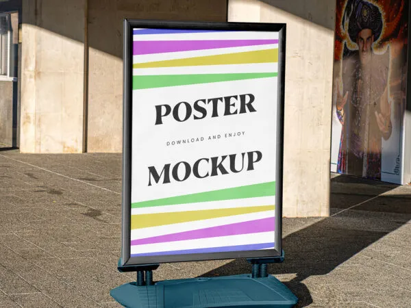 Facing View of Poster Stand Mockup 1
