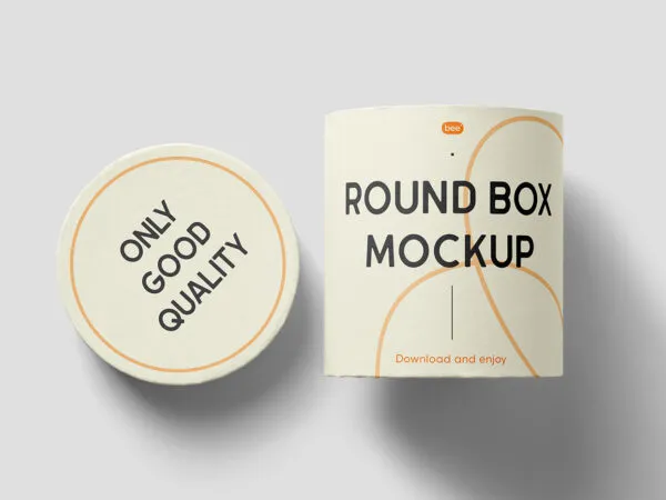 Facing View of Round Box Mockup with Lid 1