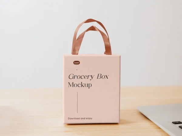 Facing View of Small Grocery Box Mockup 1