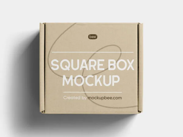 Facing View of Small Square Box Mockup 1