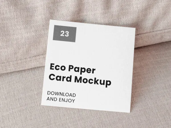 Facing View of Square Card Mockup on Pillow 1