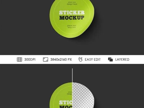 Facing View of Sticker Mockup 1