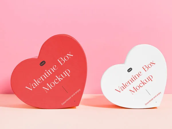 Facing View of Valentines Heartshapped Box Mockup 1