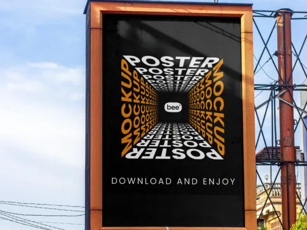 Facing View of Vertical Billboard Mockup 1
