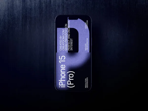 Facing View of iPhone 15 Pro Mockup on Titanium Background 1