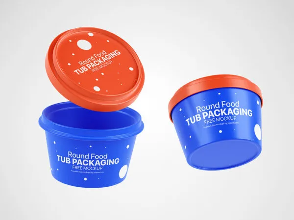 Facing Vision of Food Round Tub Mockup 1
