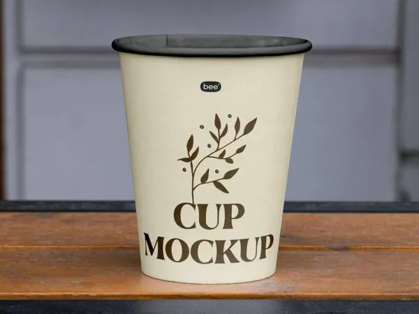 Facing Vision of Paper Cup Mockup on Railing 1
