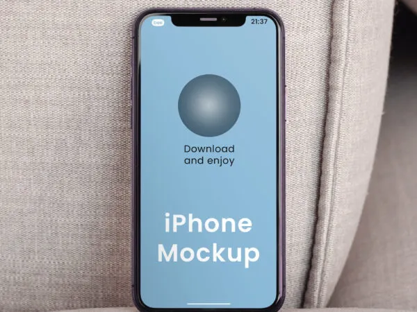 Facing Vision of Standing iPhone Screen Mockup 1