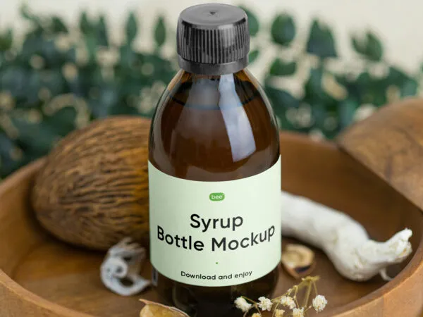 Facing Vision of Syrup Bottle Mockup 1