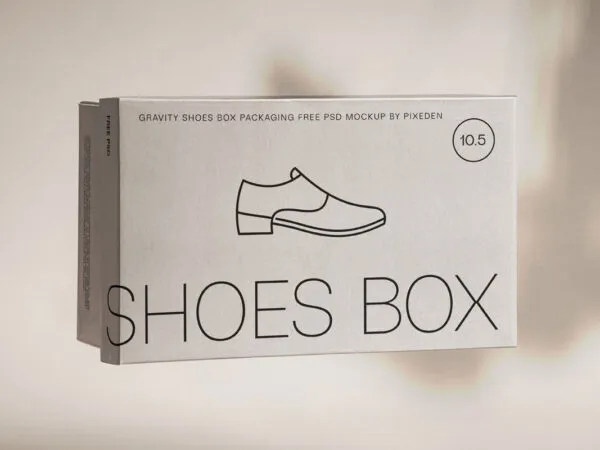 Falling Shoe Box Mockup in Facing View 1