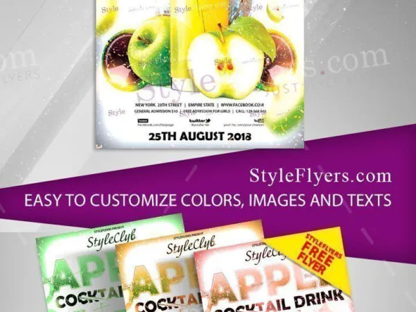 Fancy Apple Cocktail Drink Flyer Template 1