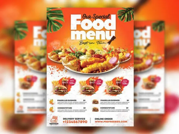 Fancy Playful Fast Food Restaurant Flyer Template 1