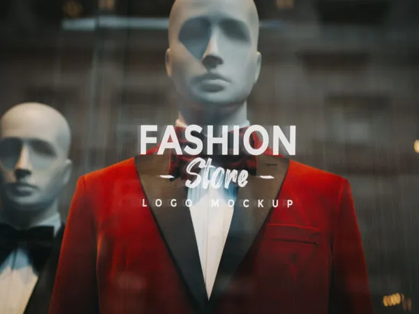 Fashion Store Glass Wall Logo in the Front View Mockup 1