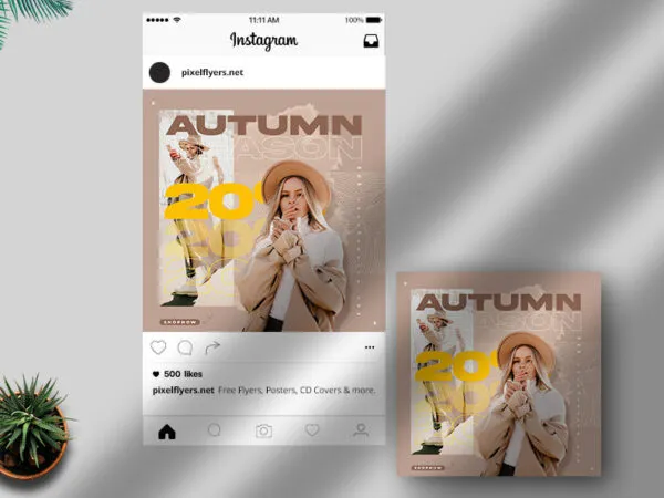 Fashionable Fall Season Sale Flyer Instagram Banner Template 1
