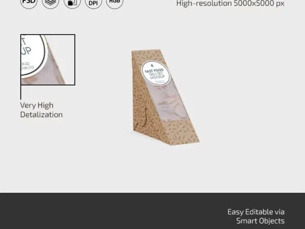 Fast Food Deli Set Mockup in 3 Views 1