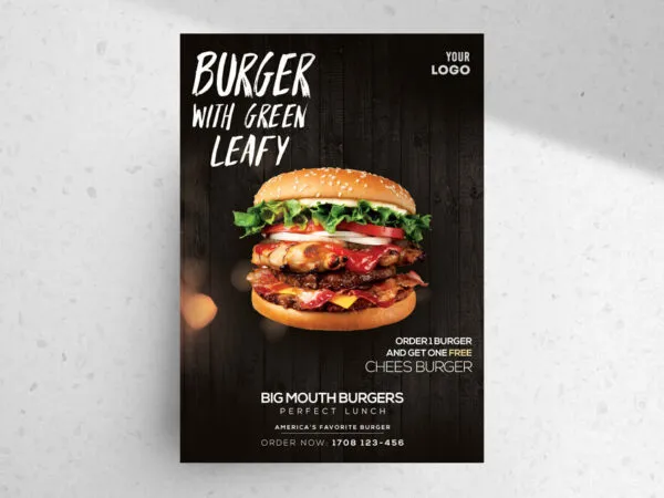 Fast Food Restaurant Flyer Template Featuring a Big Fat Burger 1