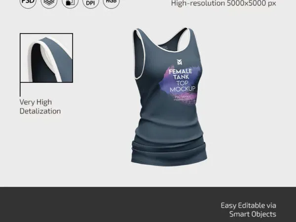 Female Tank Top Mockup in 3 Showcases 1