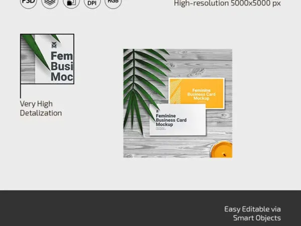 Feminine Business Card Mockup in 3 Shots 1