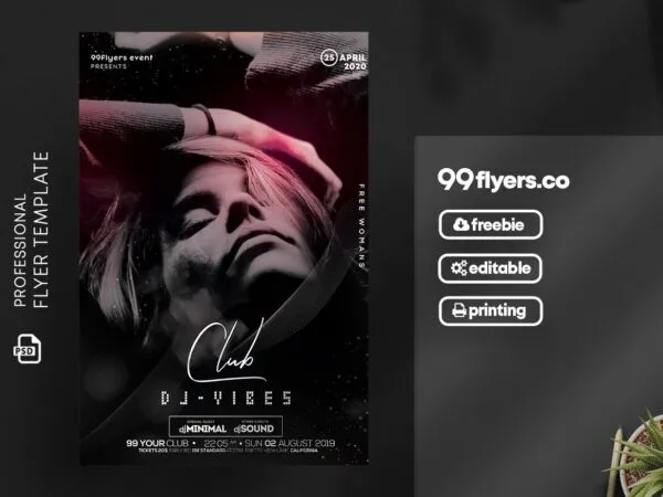 Feminine DJ Night Club Flyer Template 1