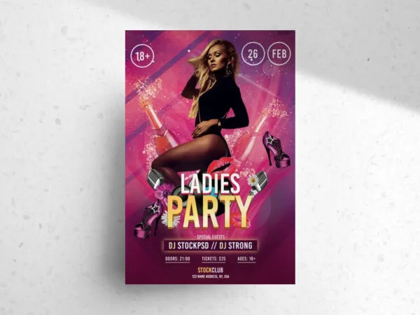 Feminine Floral Ladies Night Party Flyer Template 1