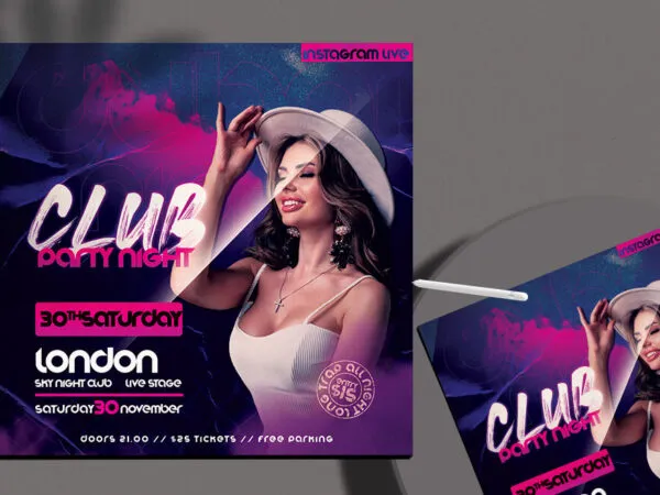 Feminine Modern Dance Nightclub Event Flyer Instagram Template 1