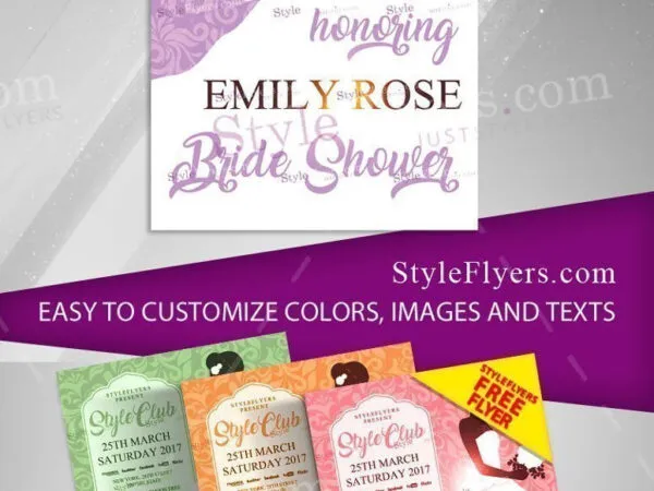Feminine Pattern Bridal Shower Flyer Template 1