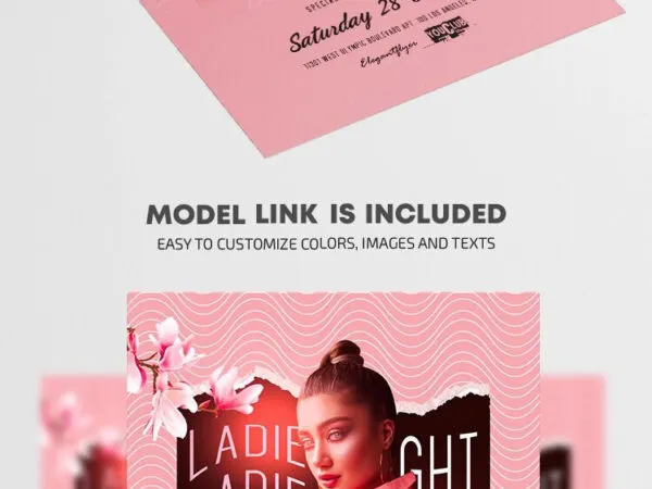 Feminine Pink Ladies Night Flyer Template 1