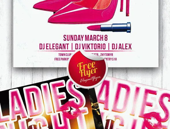 Feminine Pink Ladies Night Flyer and Facebook Cover Template 1