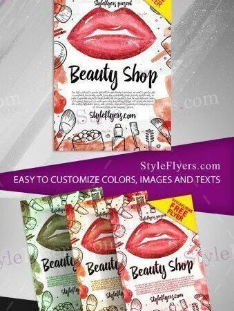 Feminine and Cute Beauty Shop Flyer Template 1