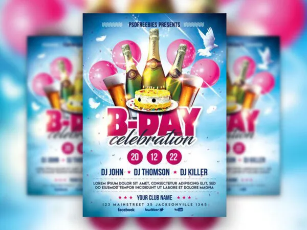 Festive Birthday Party Flyer Template 1
