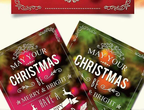 Festive Blurry Christmas Event Flyer and Facebook Cover Template 1