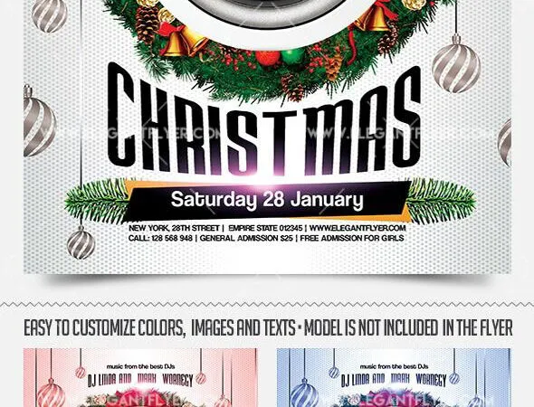 Festive Bold Christmas Party Flyer Template and Facebook Cover 1