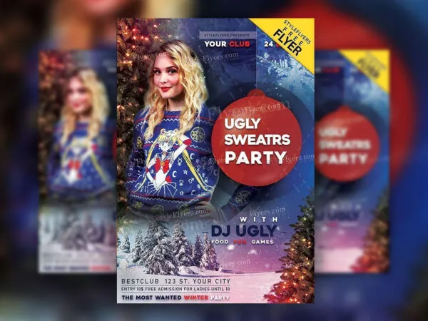 Festive Christmas Night Party Flyer Template 1