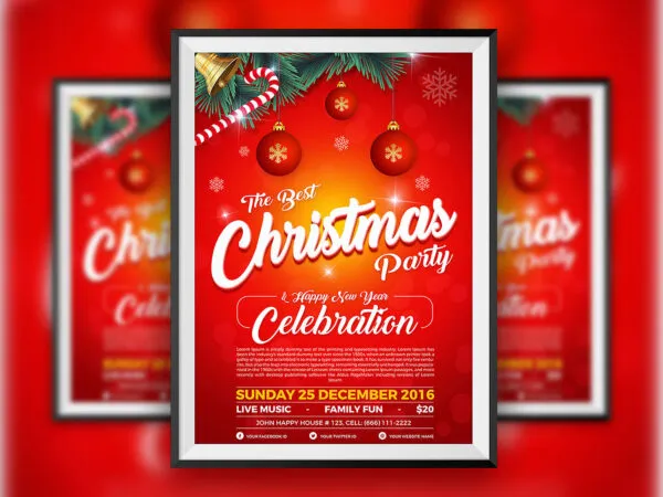 Festive Christmas Party Flyer Template 1
