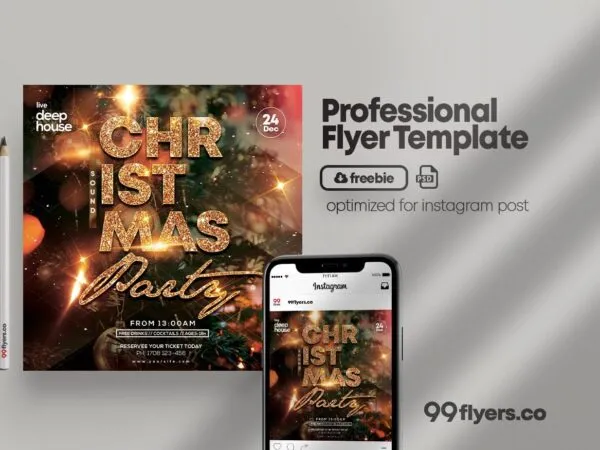 Festive Christmas Party Instagram Post Template 1