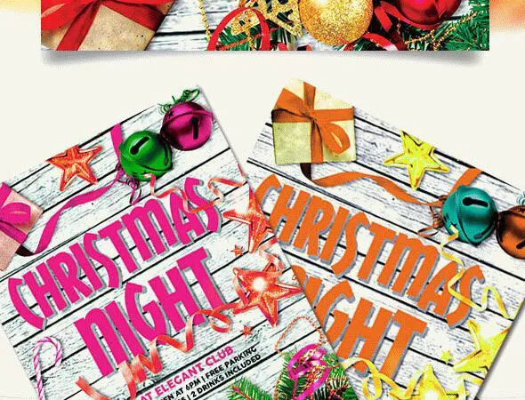 Festive Colorful Christmas Holiday Celebration Flyer Template and Facebook Cover 1