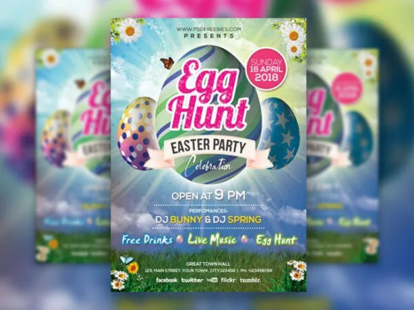 Festive Easter Party Invitation Flyer Template 1