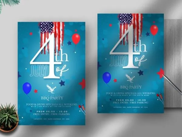 Festive Fun Memorial Day Flyer Template with a Blue Theme 1