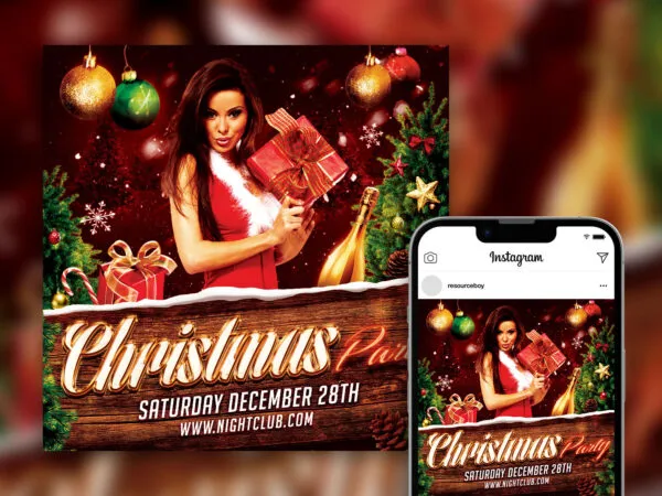 Festive Luxurious Christmas Party Instagram Post Template 1